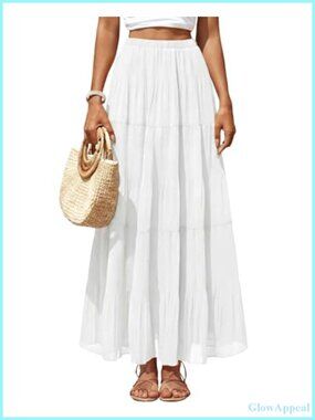 Chiffon Pleated Maxi Skirt High Waist Long Skirt